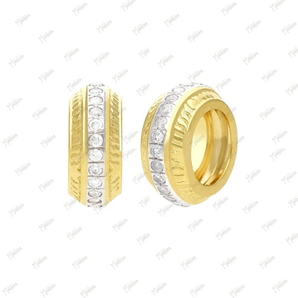 14k Gold Diamon Rondelle Bead / Roundel Bead 5.30x9mm