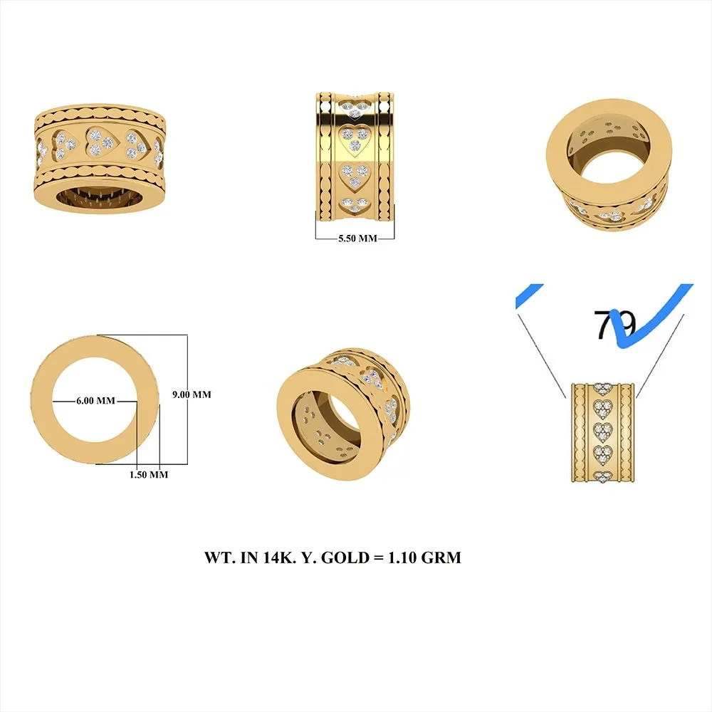 14k Gold Diamon Rondelle Bead / Roundel Bead 5.30x9mm