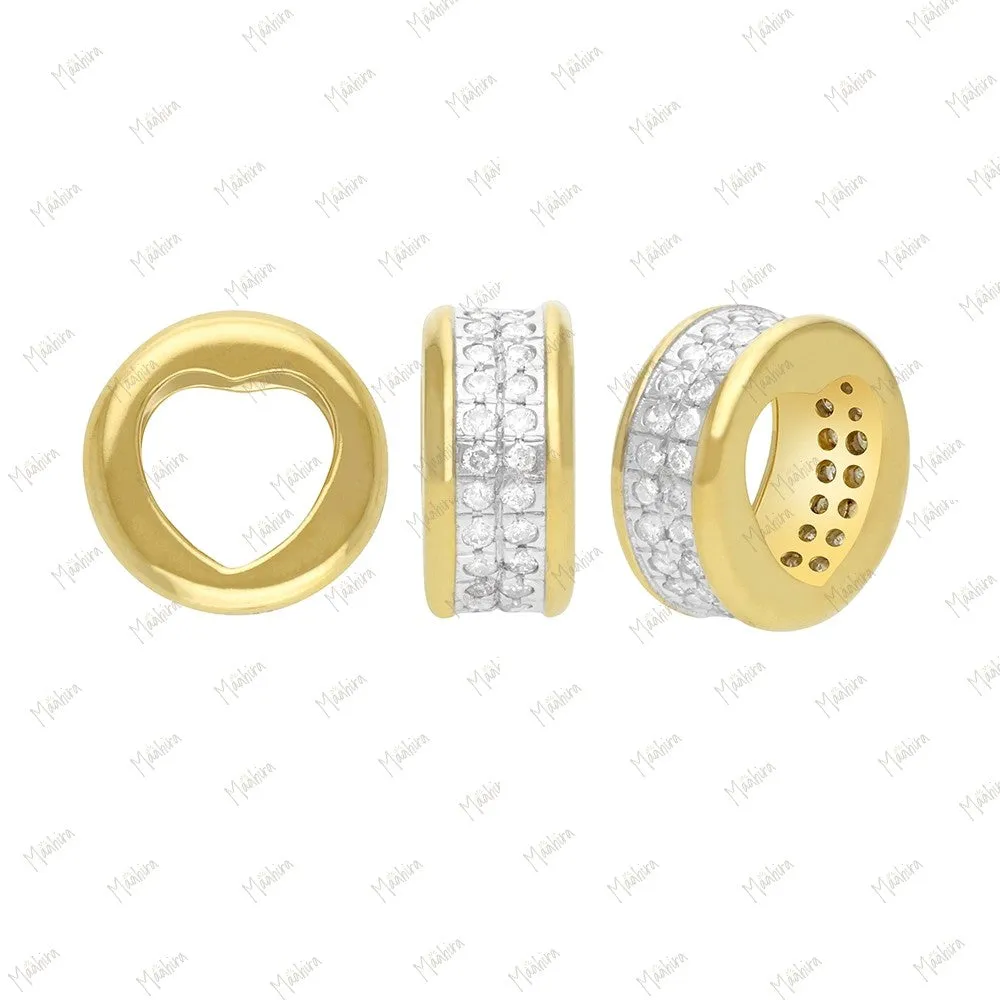 14k Gold Diamon Rondelle Bead / Roundel Bead 5.30x9mm