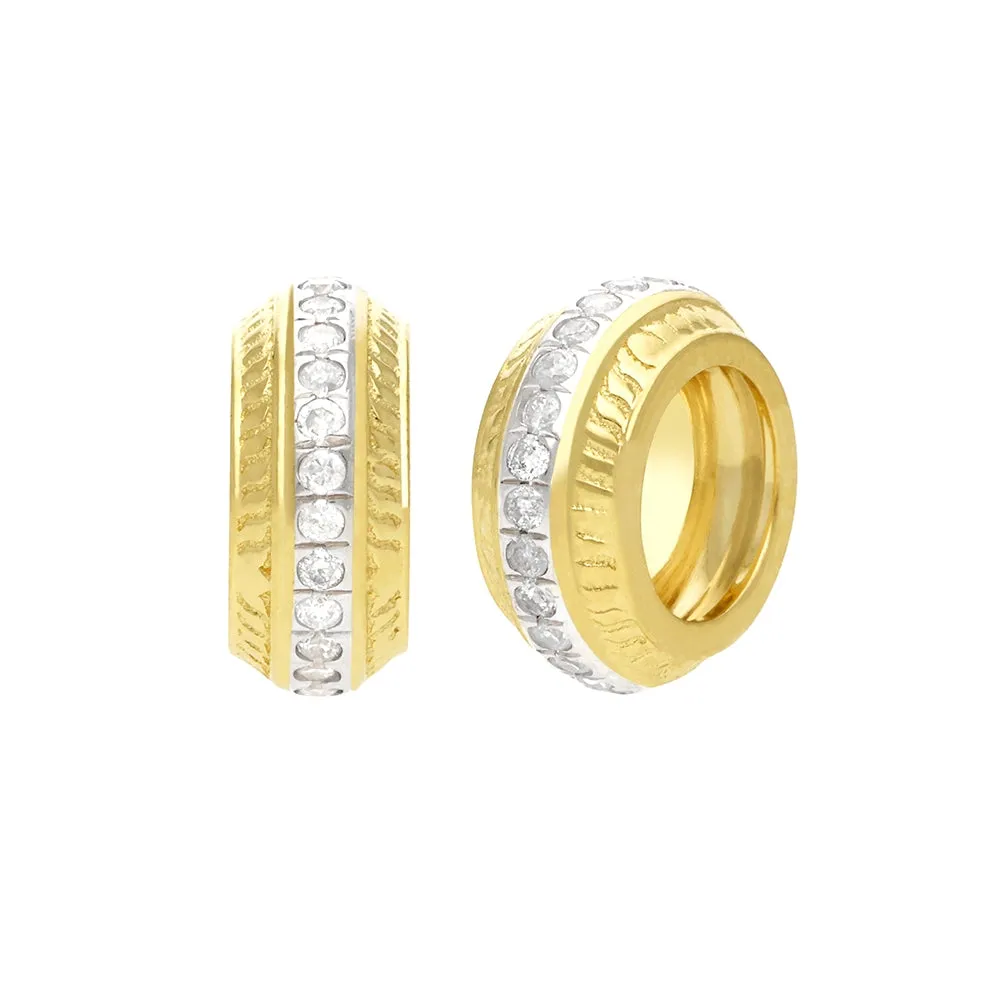 14k Gold Diamon Rondelle Bead / Roundel Bead 5.30x9mm