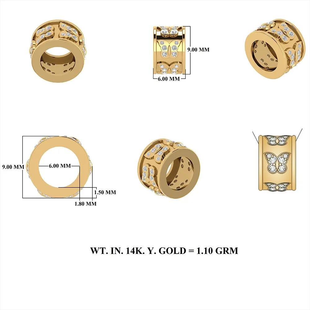14k Gold Diamon Rondelle Bead / Roundel Bead 5.30x9mm