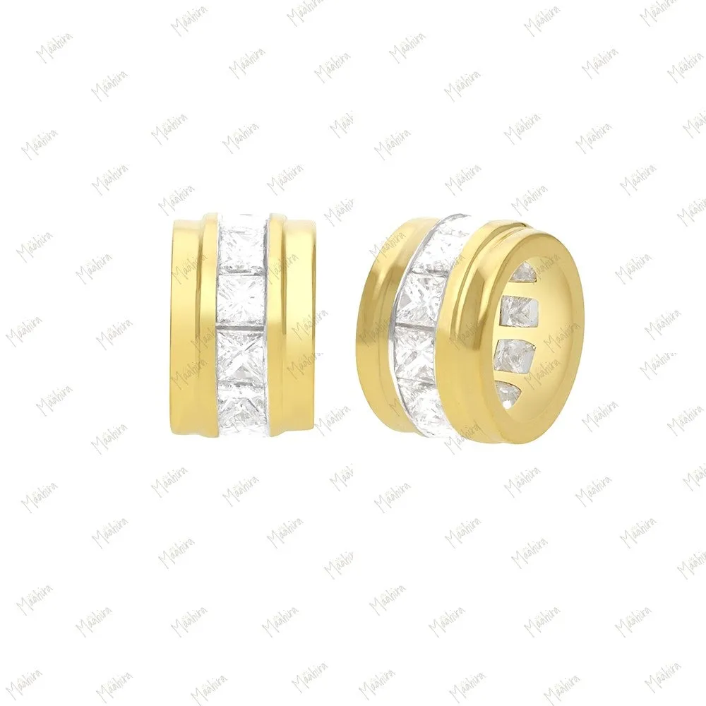 14k Gold Diamon Rondelle Bead / Roundel Bead 5.30x9mm