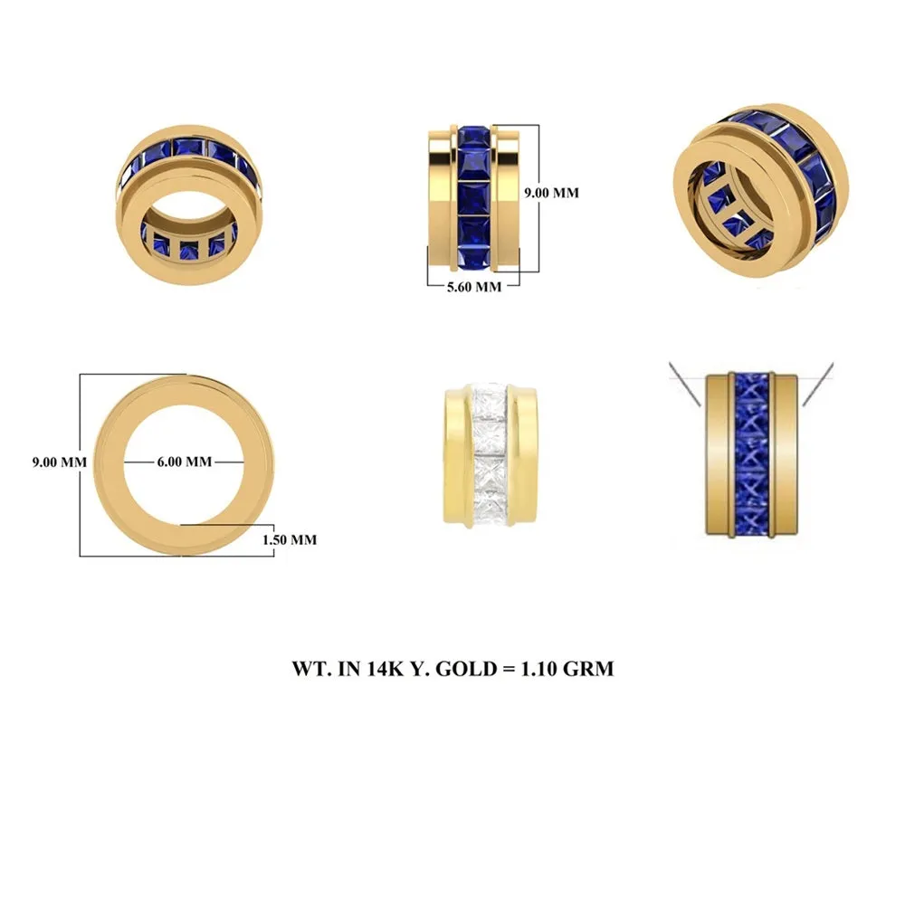 14k Gold Diamon Rondelle Bead / Roundel Bead 5.30x9mm