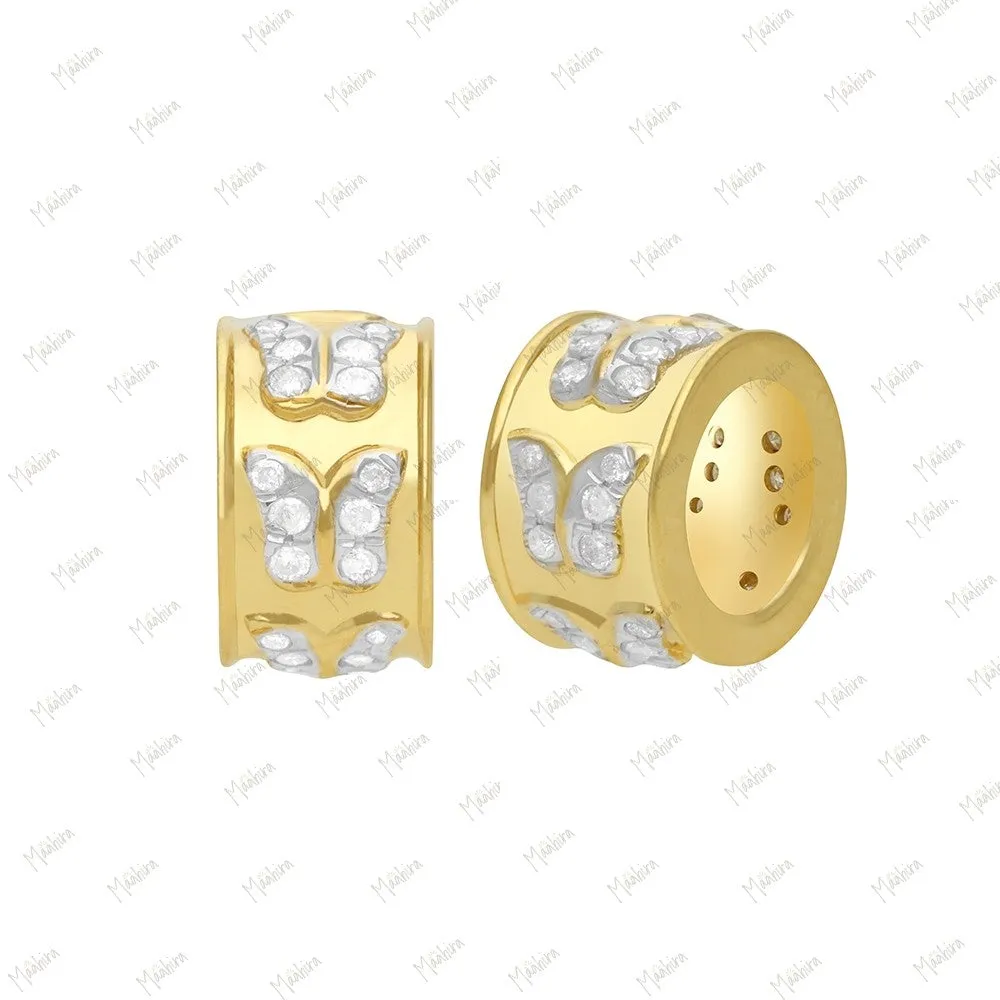 14k Gold Diamon Rondelle Bead / Roundel Bead 5.30x9mm