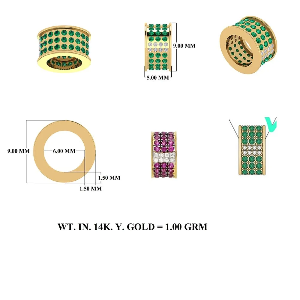 14k Gold Diamond & Black Diamond Rondelle Bead / Roundel Bead 5x9mm