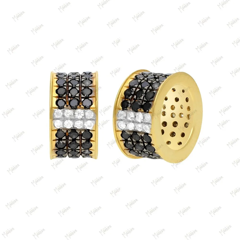 14k Gold Diamond & Black Diamond Rondelle Bead / Roundel Bead 5x9mm