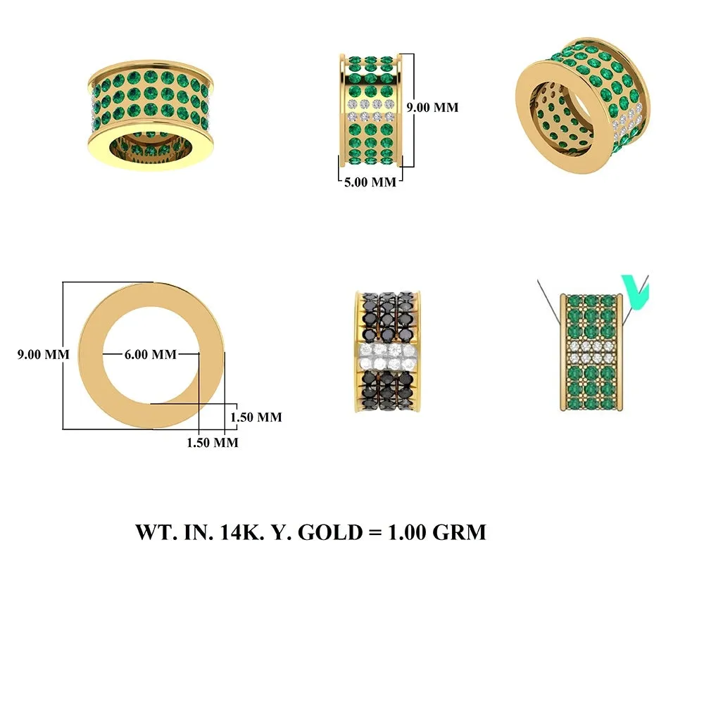14k Gold Diamond & Black Diamond Rondelle Bead / Roundel Bead 5x9mm