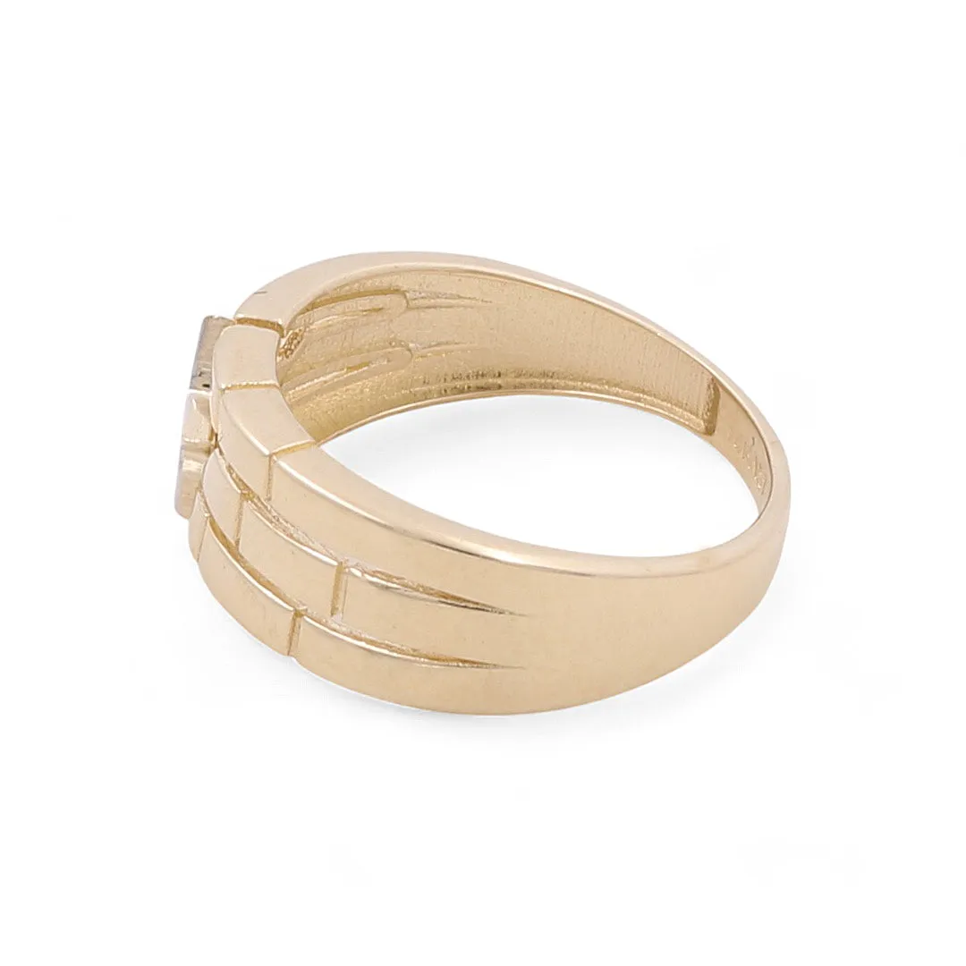 14K Yellow Gold Star Women's Ring with Cubic Zirconias