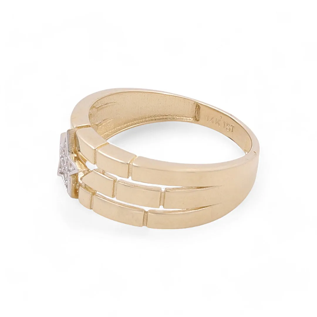 14K Yellow Gold Star Women's Ring with Cubic Zirconias