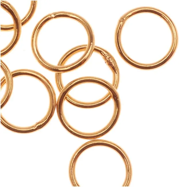 22K Gold Plated Closed Jump Rings 6mm 21 Gauge (20 pcs)