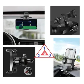 3 in 1 Car GPS Smartphone Holder: Dashboard / Visor Clamp   AC Grid Clip for Allview X4 Soul Infinity L - Black