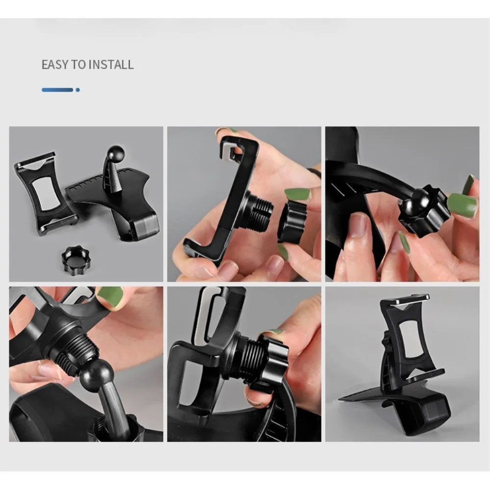 3 in 1 Car GPS Smartphone Holder: Dashboard / Visor Clamp   AC Grid Clip for Hisense Infinity H40 Rock - Black