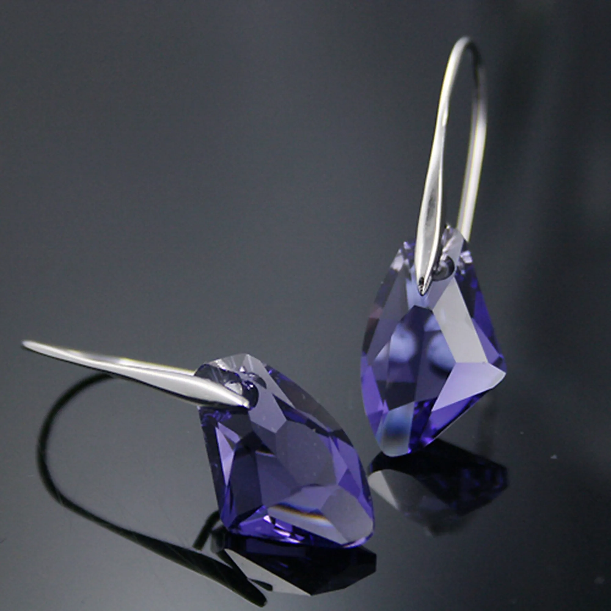 925 Sterling Silver Geometric Diamond Crystal Drop Earrings made with Swarovski Elements