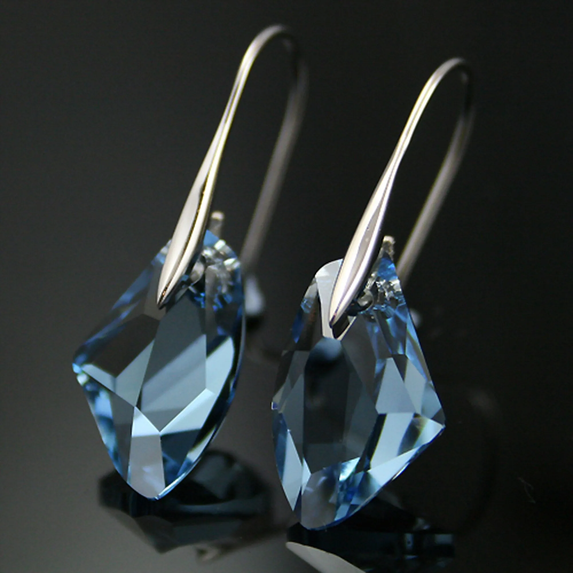 925 Sterling Silver Geometric Diamond Crystal Drop Earrings made with Swarovski Elements