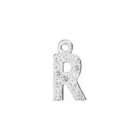 Alphabet Pendant, Letter 'R' with Rings 7mm, Sterling Silver (1 Piece)