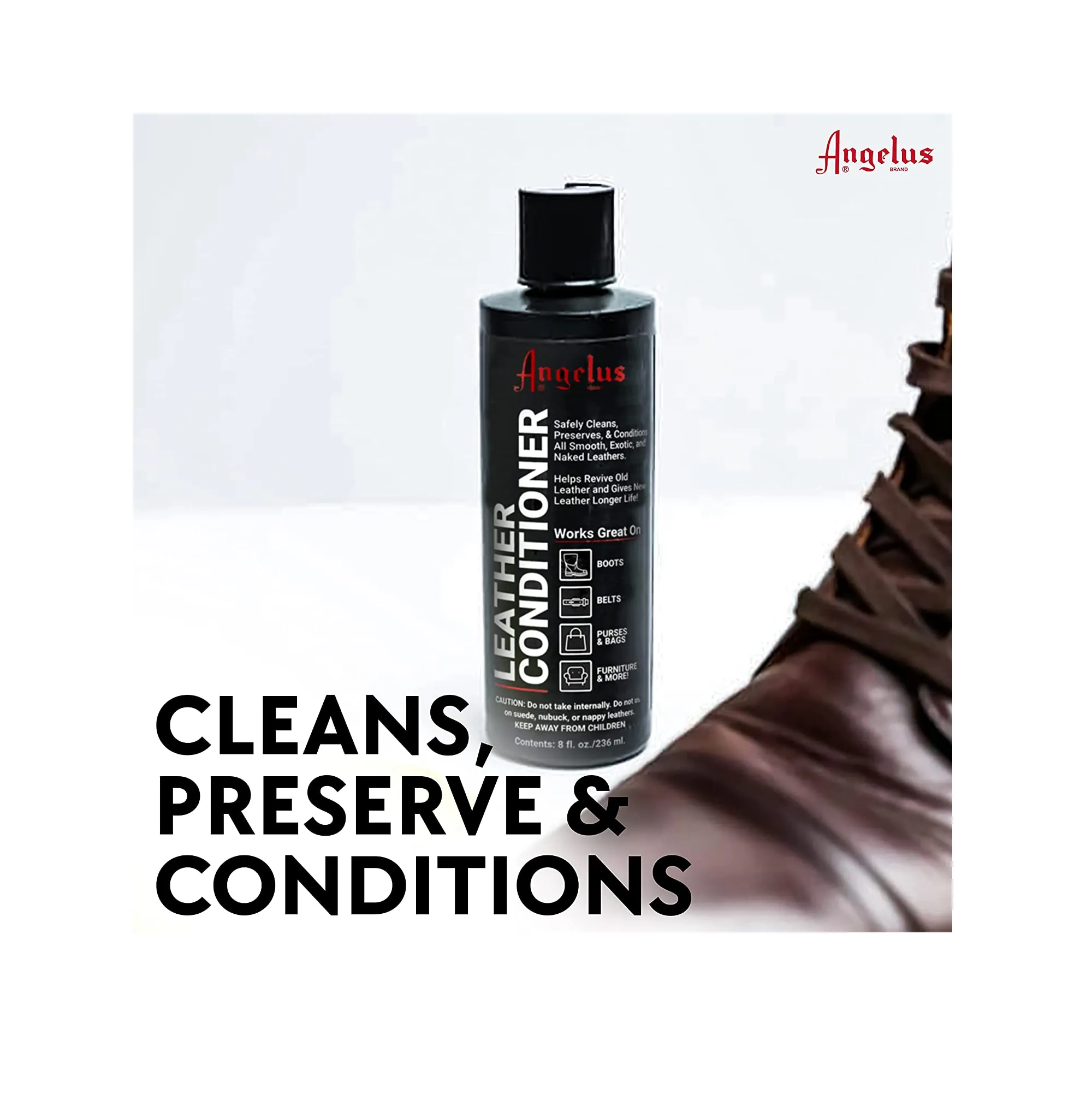 Angelus Leather Conditioner  Cleans Preserves and Conditions All Smooth Leathers 8oz