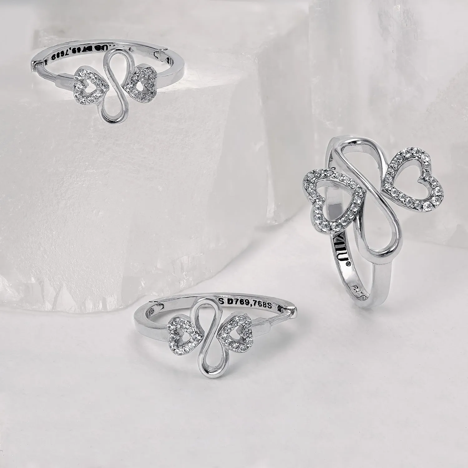 Ayllu Heart Infinity Clover Love Luck Unity CZ Ring Sterling Silver