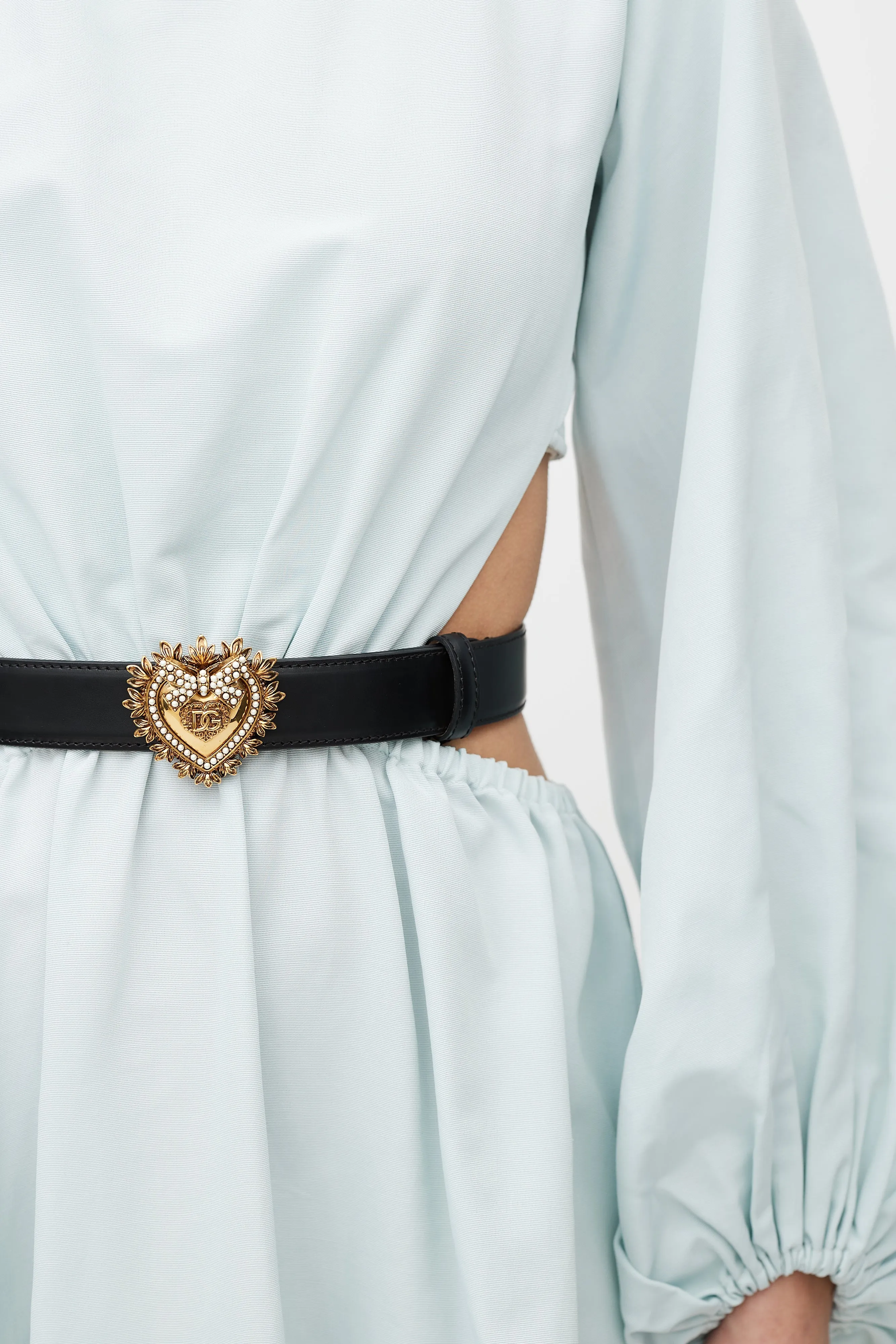 Black & Gold Devotion Heart & Pearl Belt