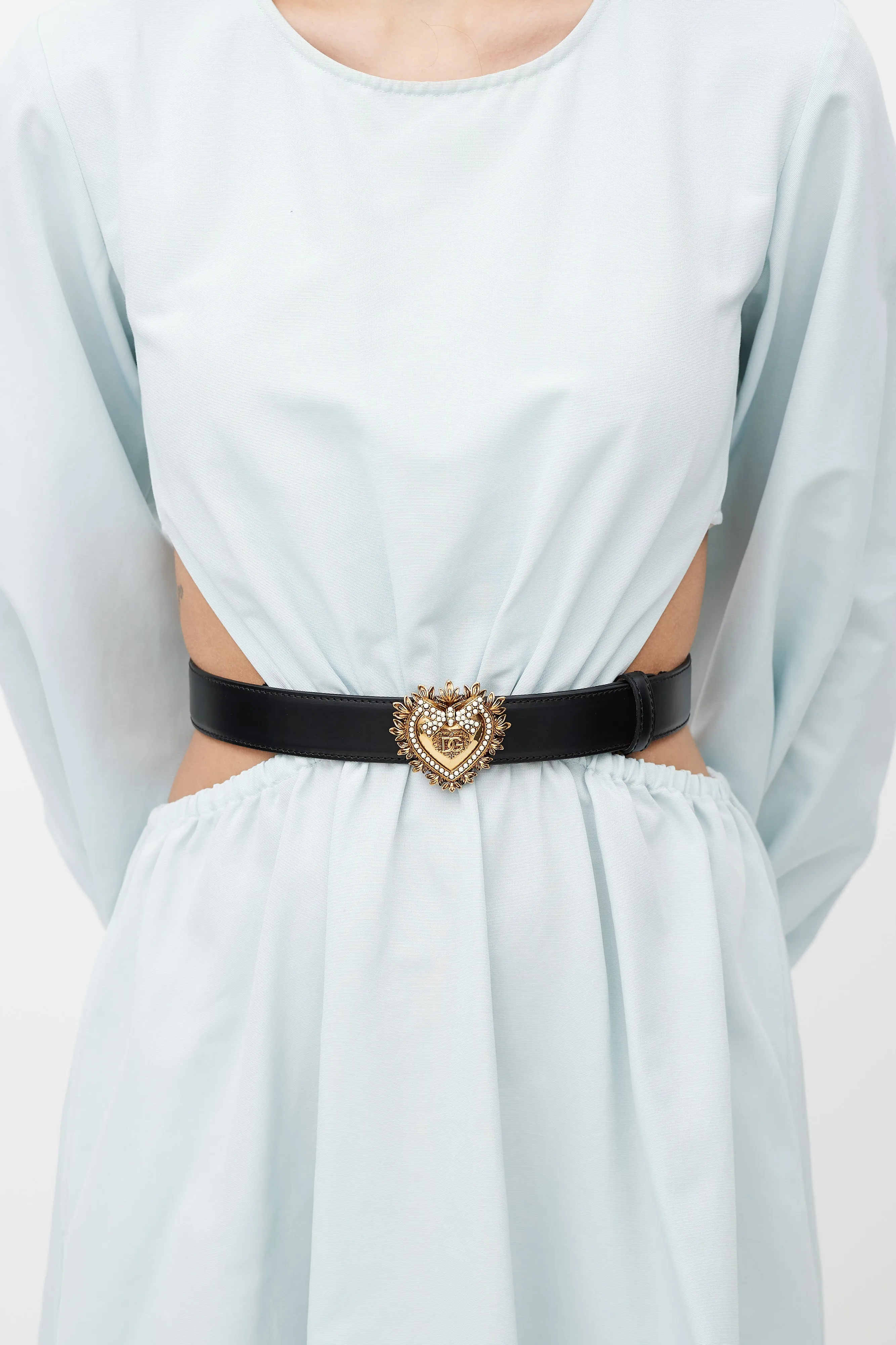 Black & Gold Devotion Heart & Pearl Belt