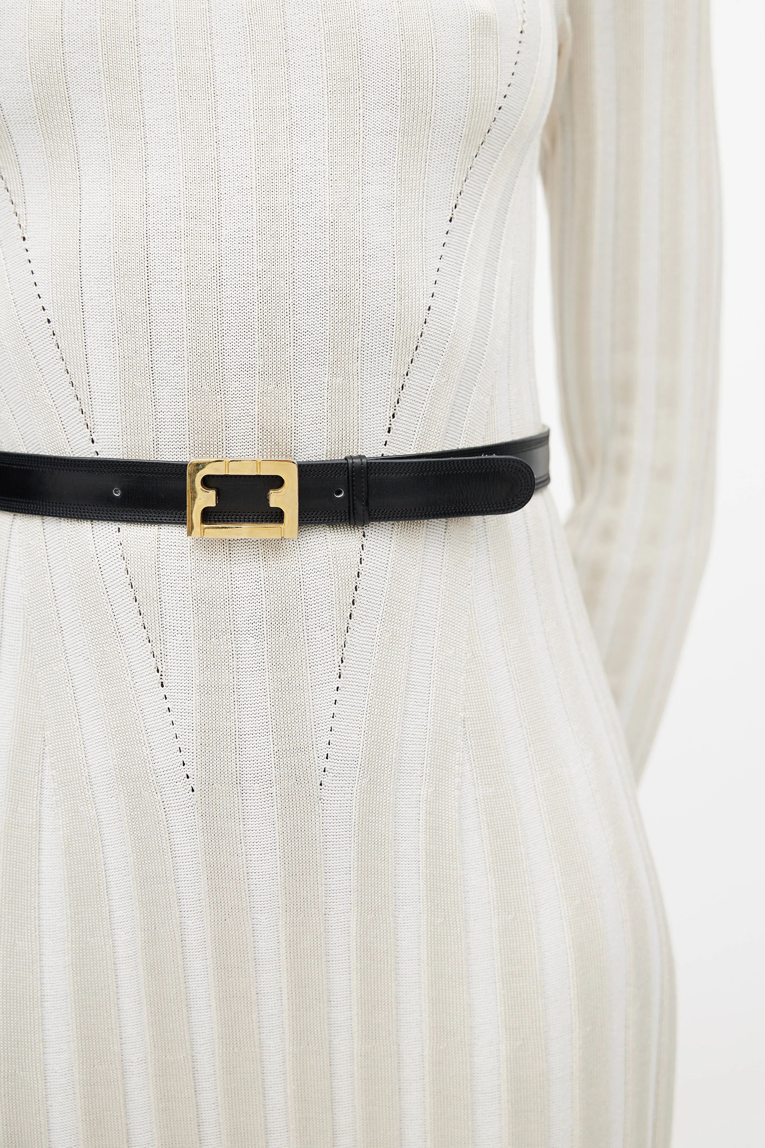 Black & Gold Leather F Belt