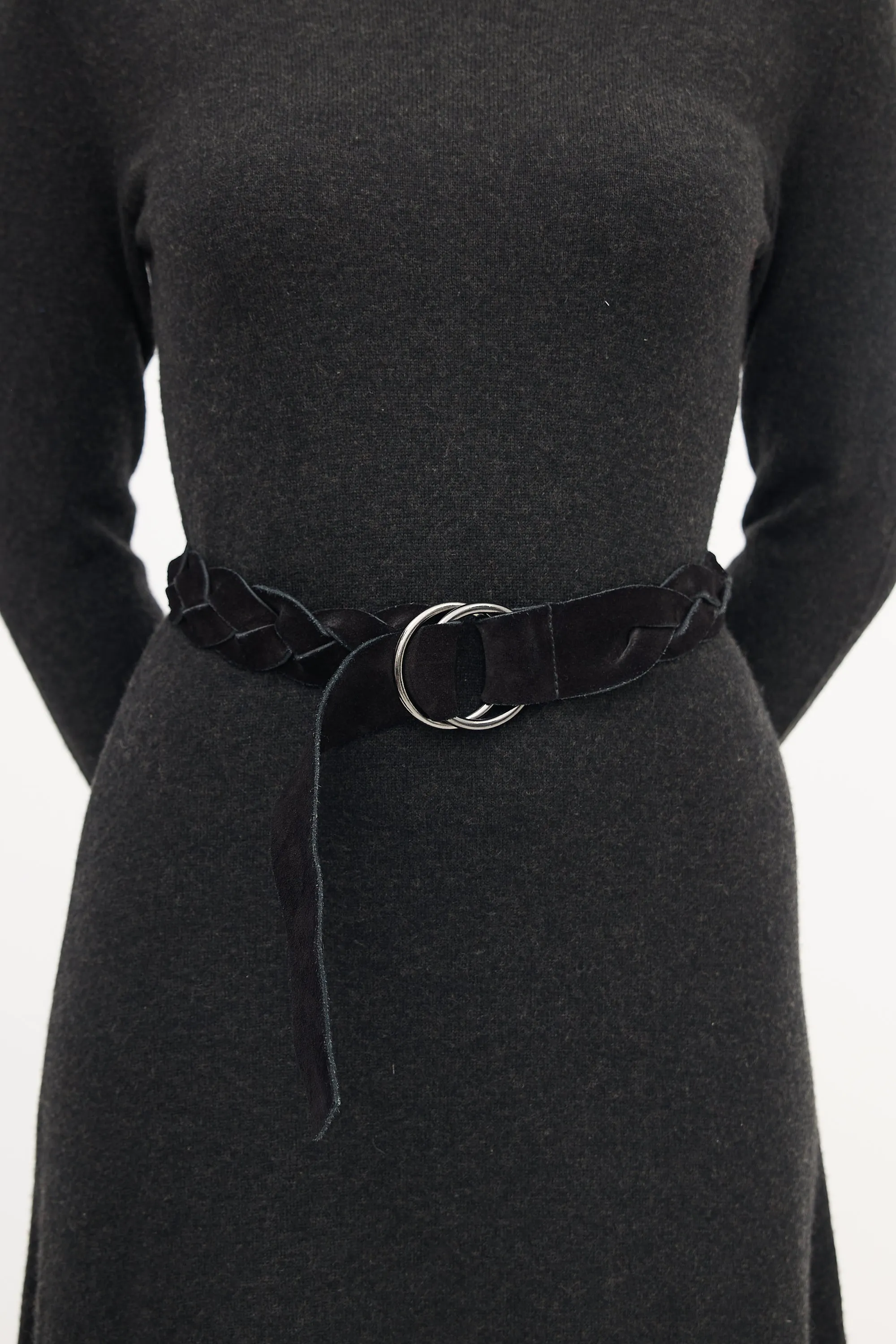 Black Suede Braided Belt