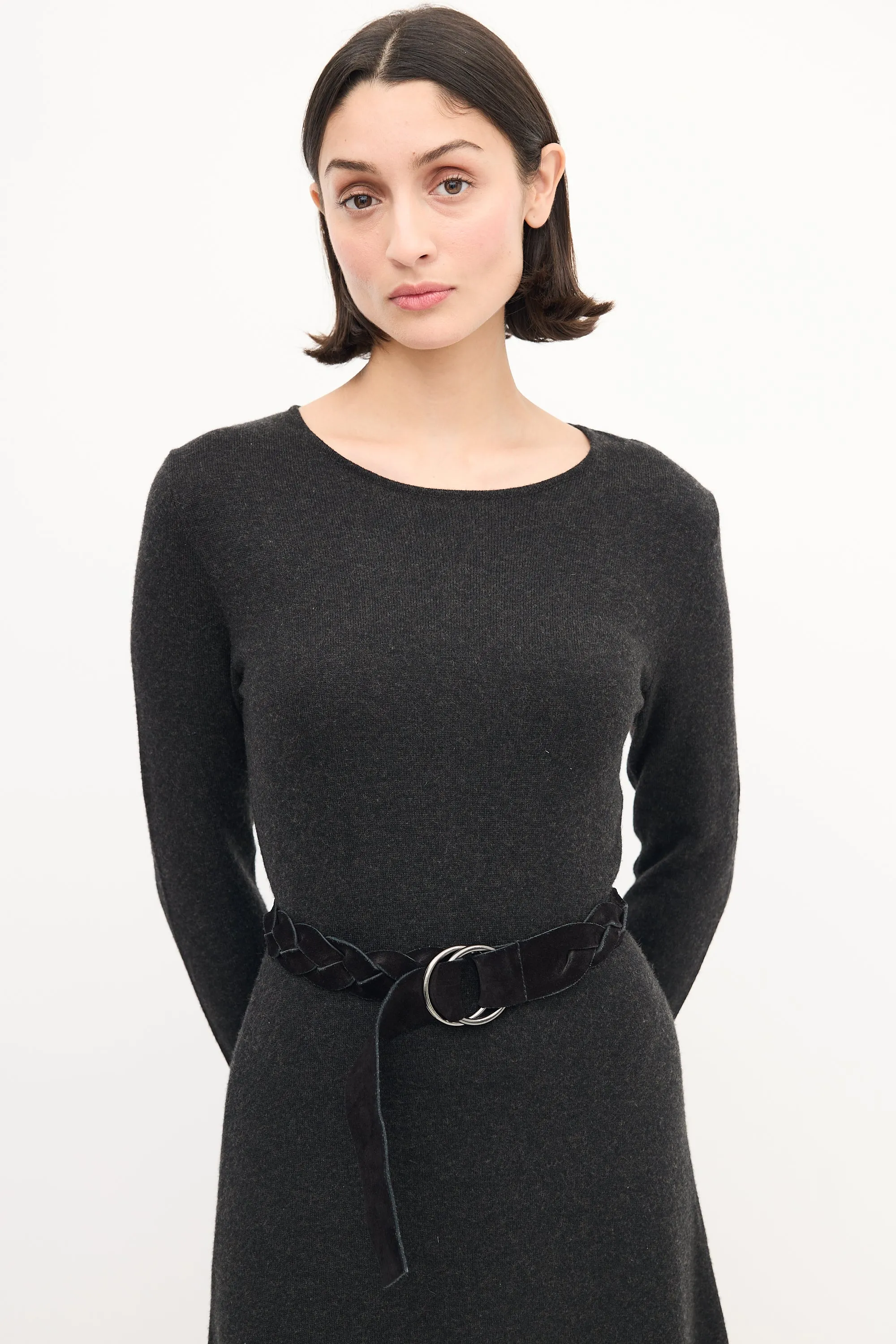 Black Suede Braided Belt