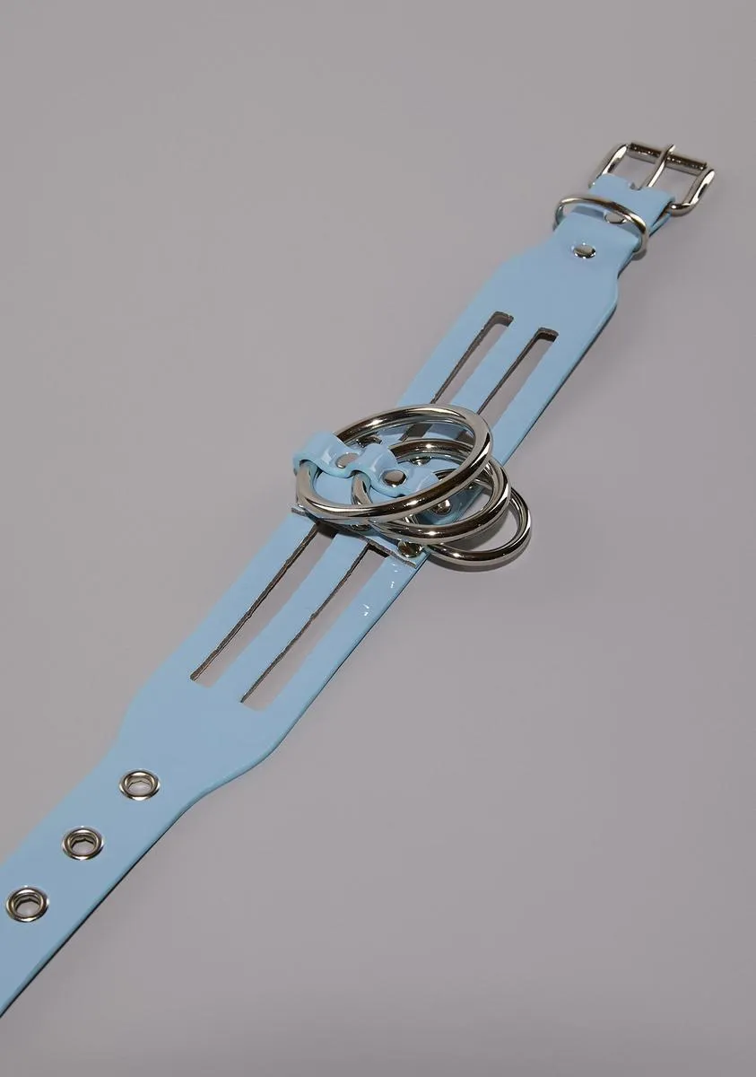 Blue Make Me Vegan Leather Choker