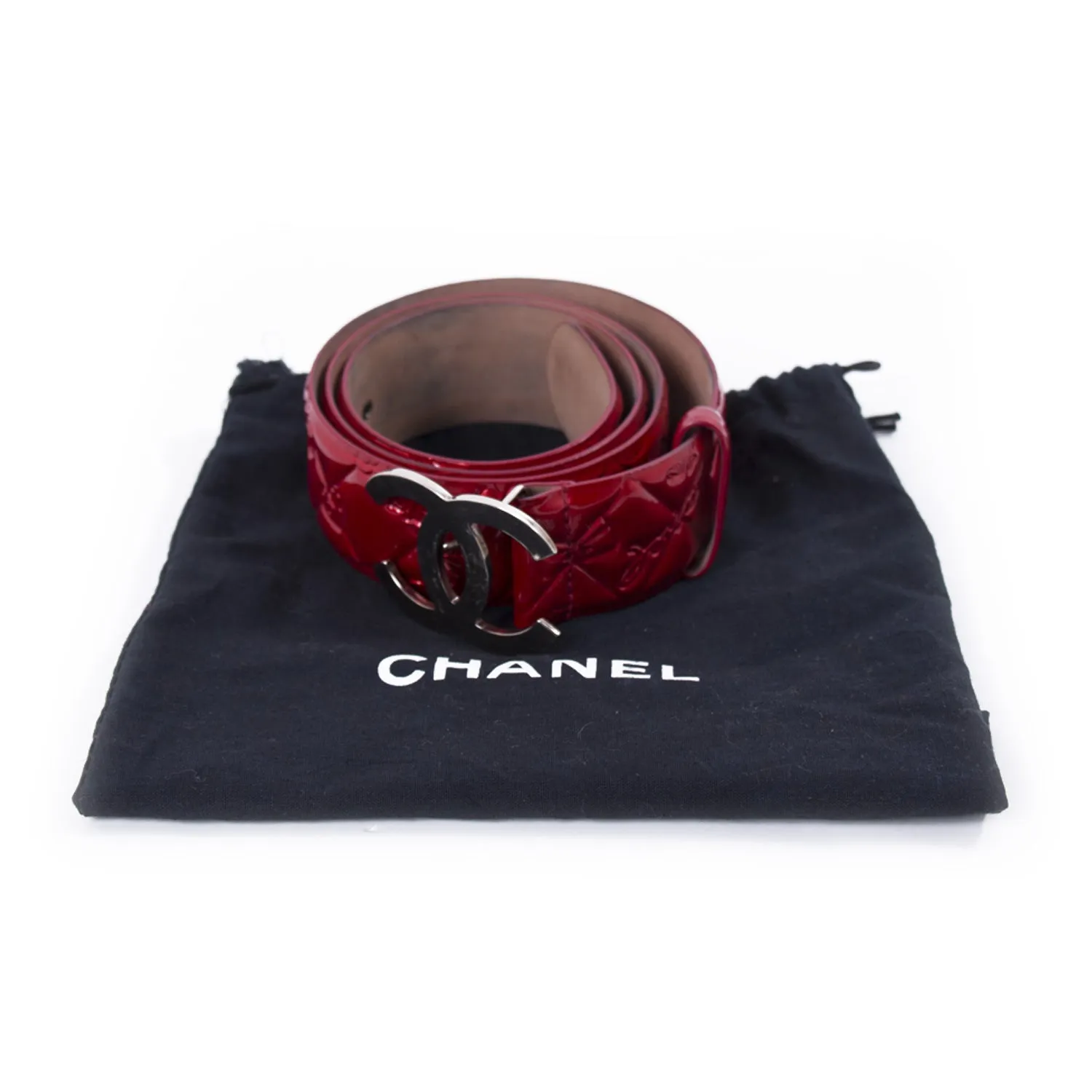 Chanel CC Quilted Patent Leather Belt