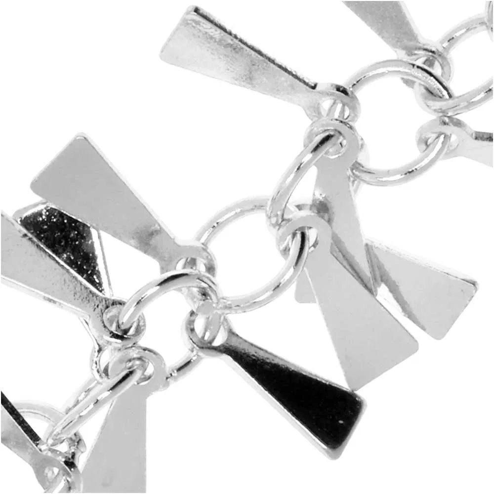 Charm Chain, 8mm Triangle Dangle, Silver Tone Plated (1 inch)