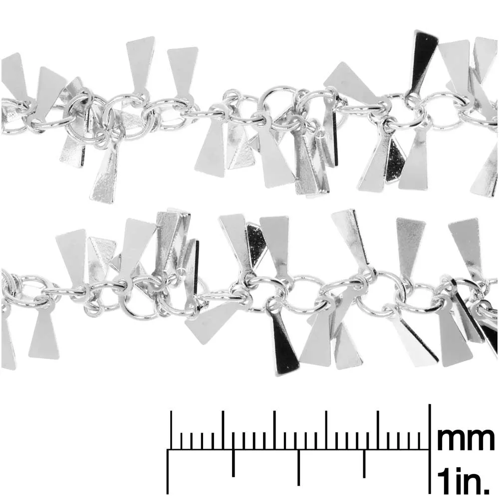 Charm Chain, 8mm Triangle Dangle, Silver Tone Plated (1 inch)