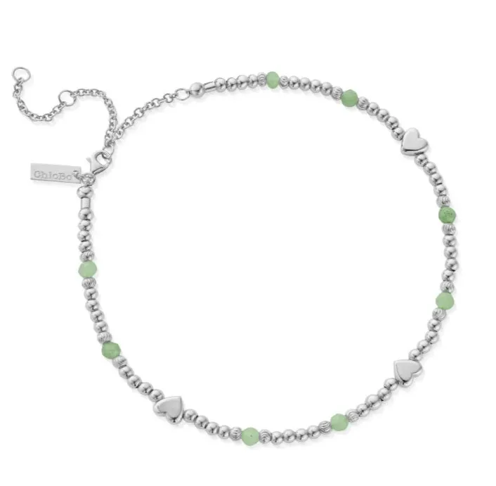 CHLOBO Silver New Love Aventurine Anklet
