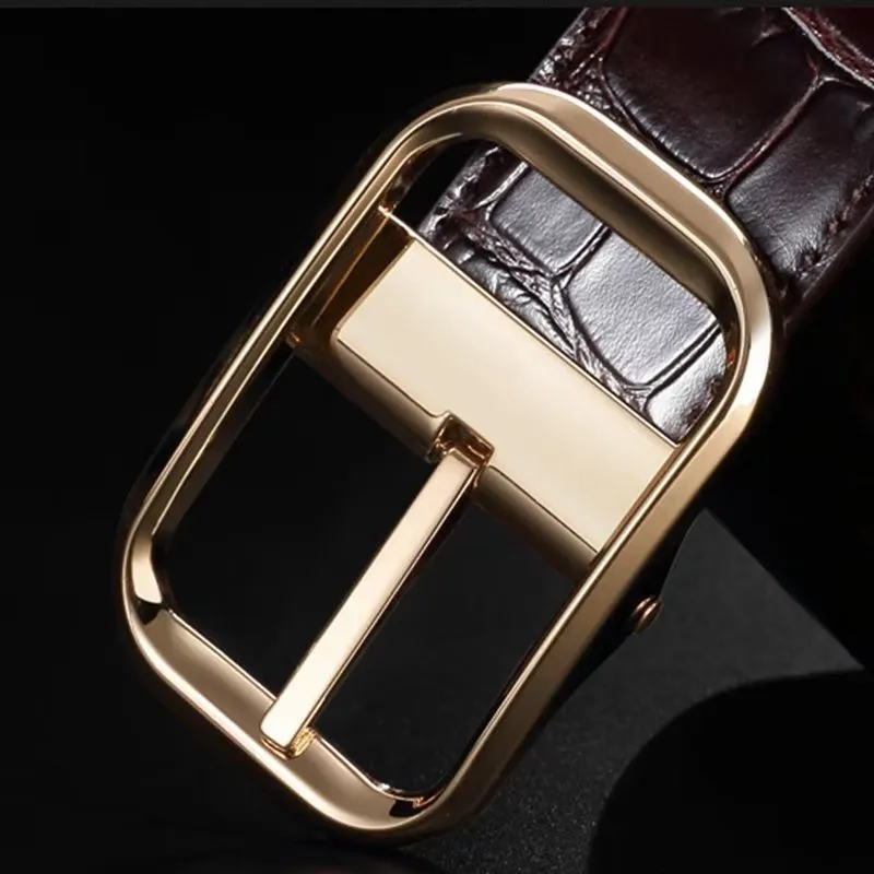 CrocLuxe Exquisite Croc-Embossed Leather Belt