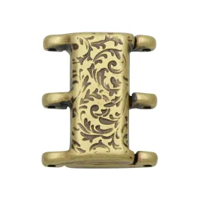 Cymbal Magnetic Clasps for 8/0 Delica & Round Beads, Nisidia III, Rectangle 16x20mm,  1 Set, Antiqued Brass Plated