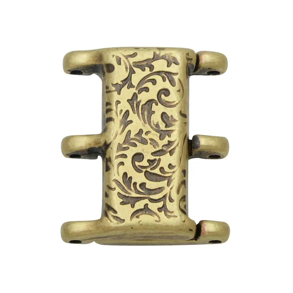 Cymbal Magnetic Clasps for 8/0 Delica & Round Beads, Nisidia III, Rectangle 16x20mm,  1 Set, Antiqued Brass Plated