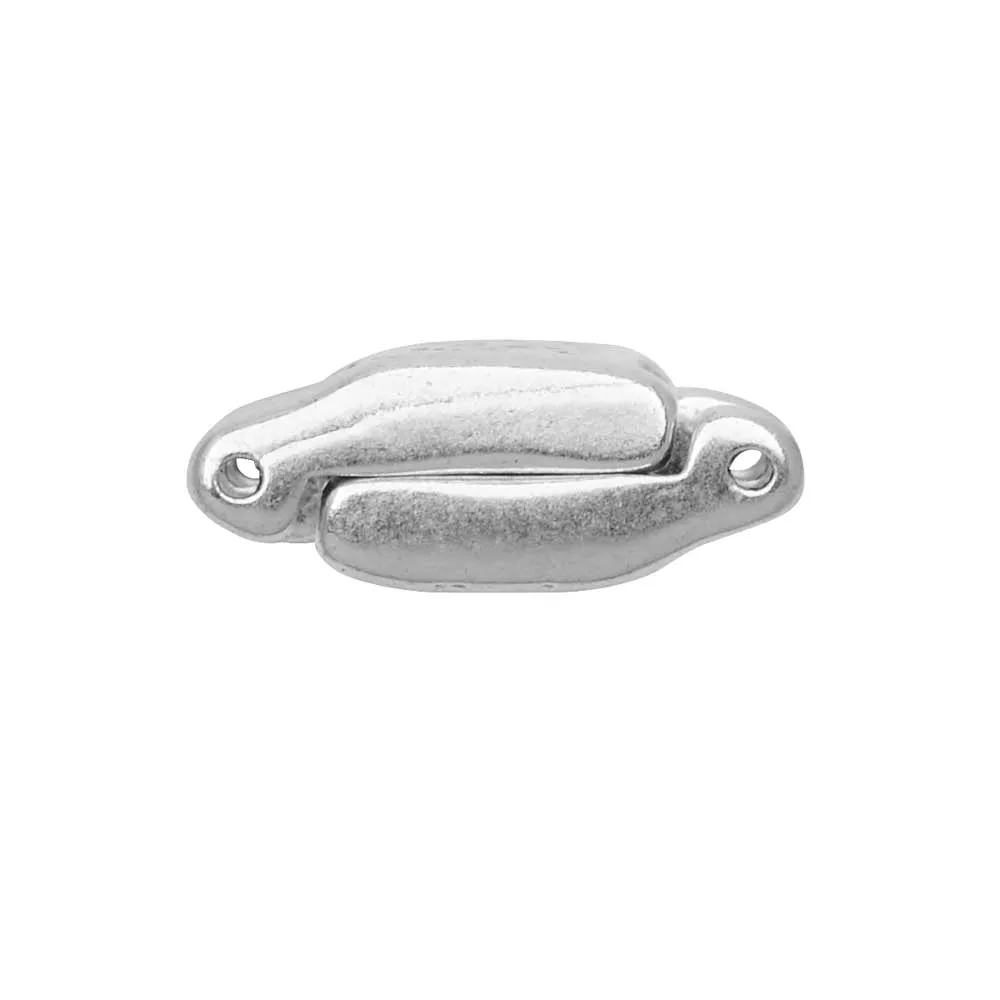 Cymbal Magnetic Clasps for 8/0 Delica & Round Beads, Nisidia III, Rectangle 16x20mm,  1 Set,  Antiqued Silver Plated
