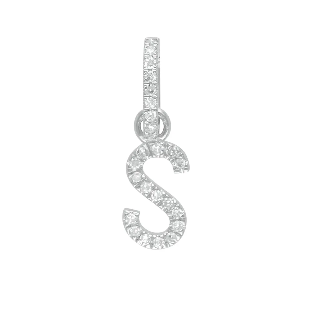 Diamond J Letter Charm with Clicker Bail 6.70x10mm, Lock-6x9mm