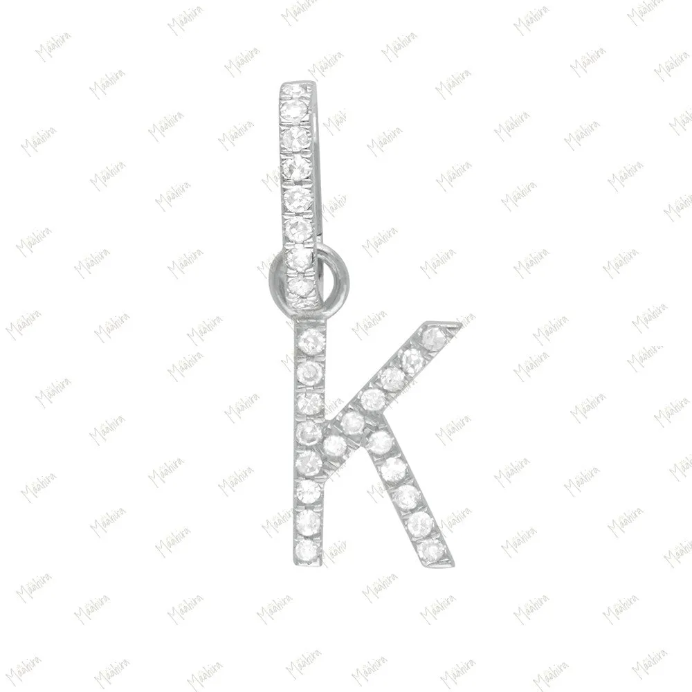 Diamond J Letter Charm with Clicker Bail 6.70x10mm, Lock-6x9mm