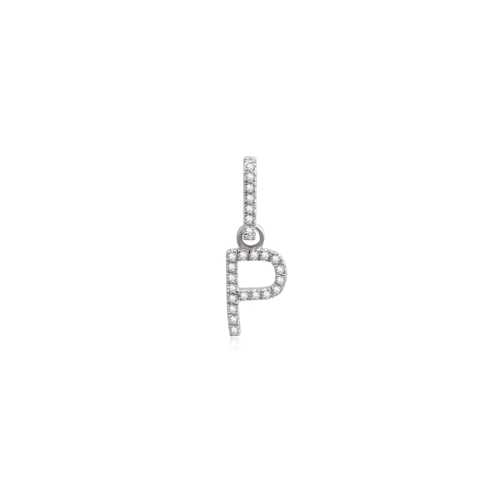 Diamond J Letter Charm with Clicker Bail 6.70x10mm, Lock-6x9mm
