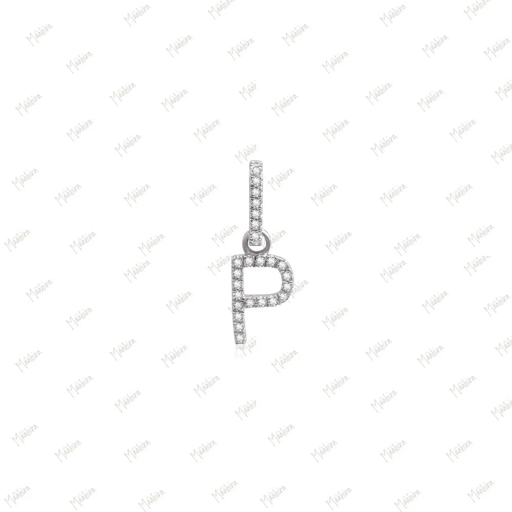 Diamond J Letter Charm with Clicker Bail 6.70x10mm, Lock-6x9mm