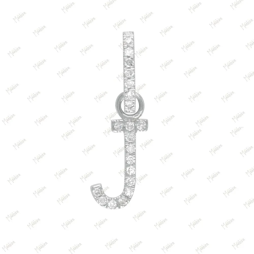 Diamond J Letter Charm with Clicker Bail 6.70x10mm, Lock-6x9mm