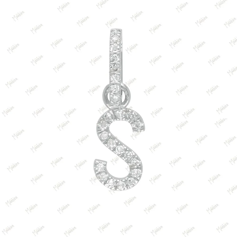 Diamond J Letter Charm with Clicker Bail 6.70x10mm, Lock-6x9mm