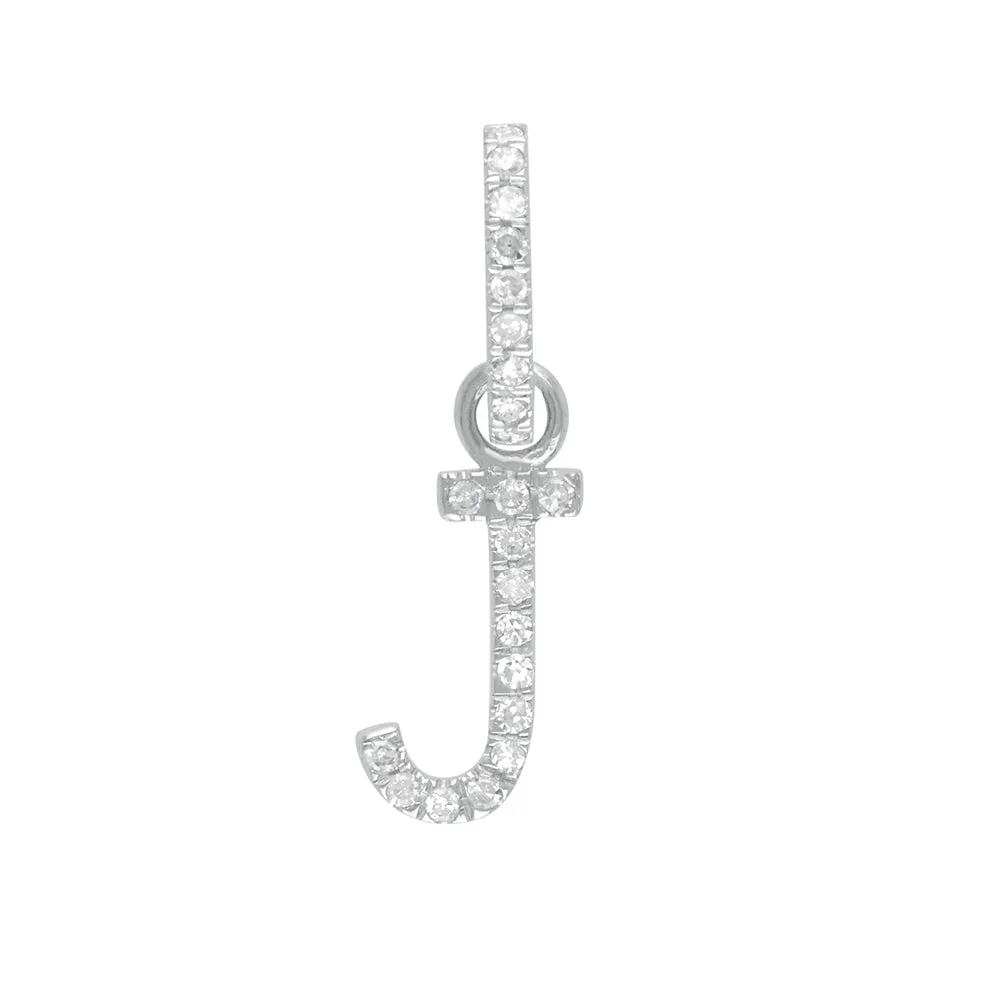 Diamond J Letter Charm with Clicker Bail 6.70x10mm, Lock-6x9mm