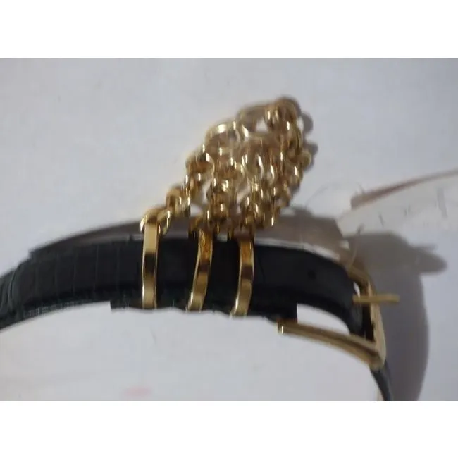 Doncaster Spruce Crocodile Leather With Gold Buckle With Chains Vintage Beltdesigner Belt