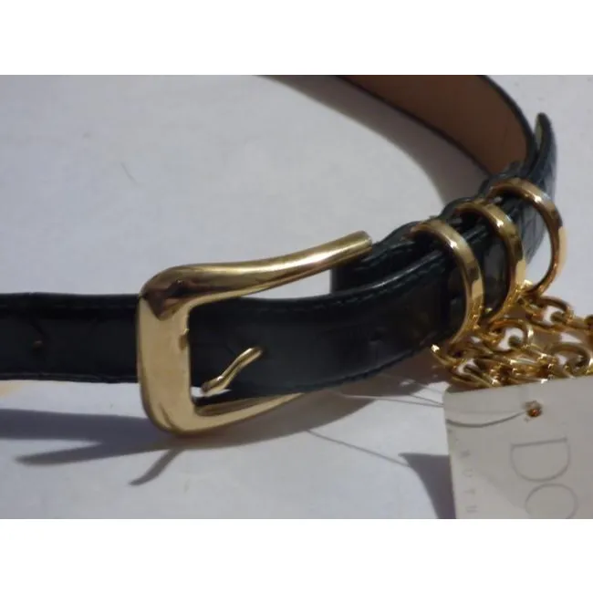 Doncaster Spruce Crocodile Leather With Gold Buckle With Chains Vintage Beltdesigner Belt