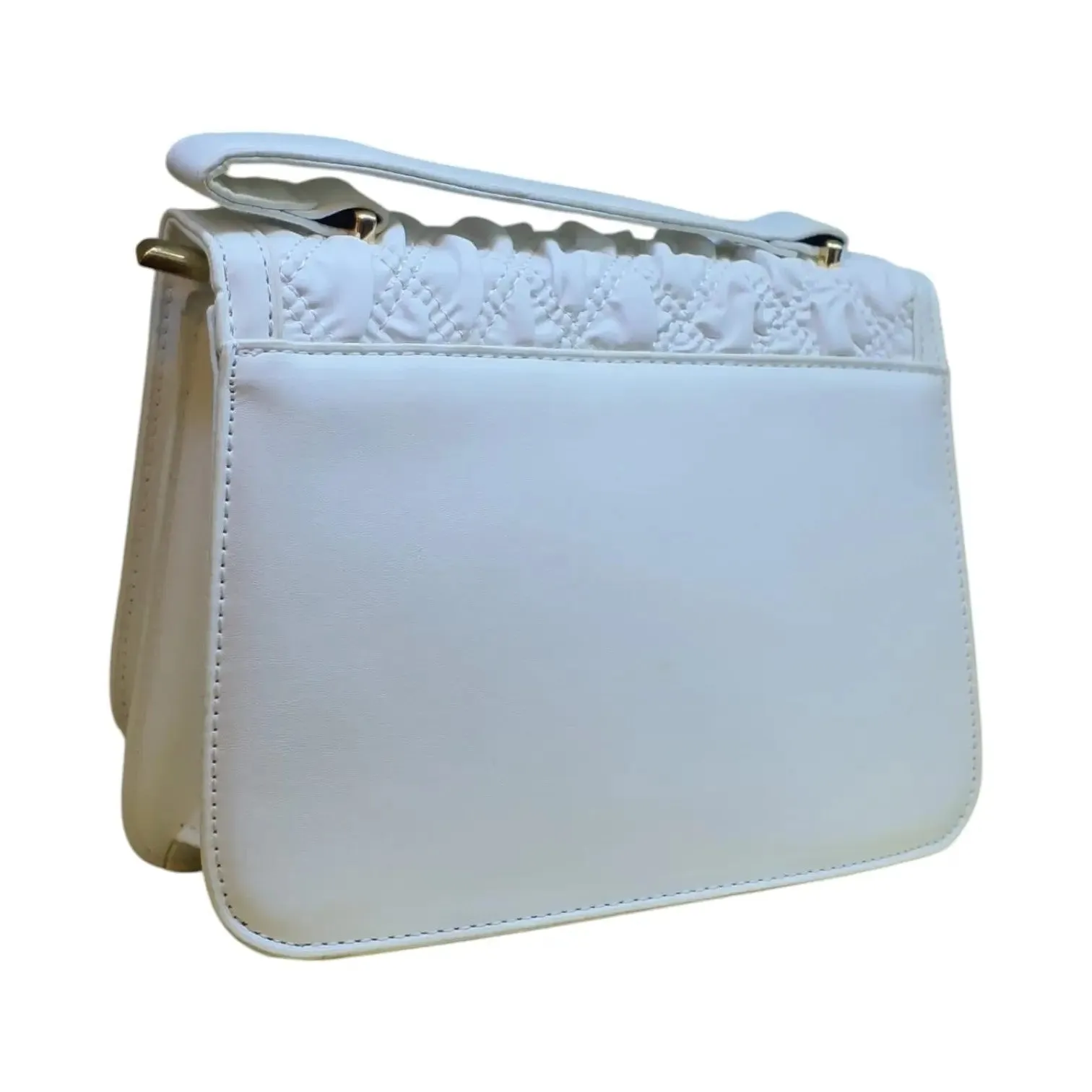 Embossed Shoulder Bag with Metal Accent Center