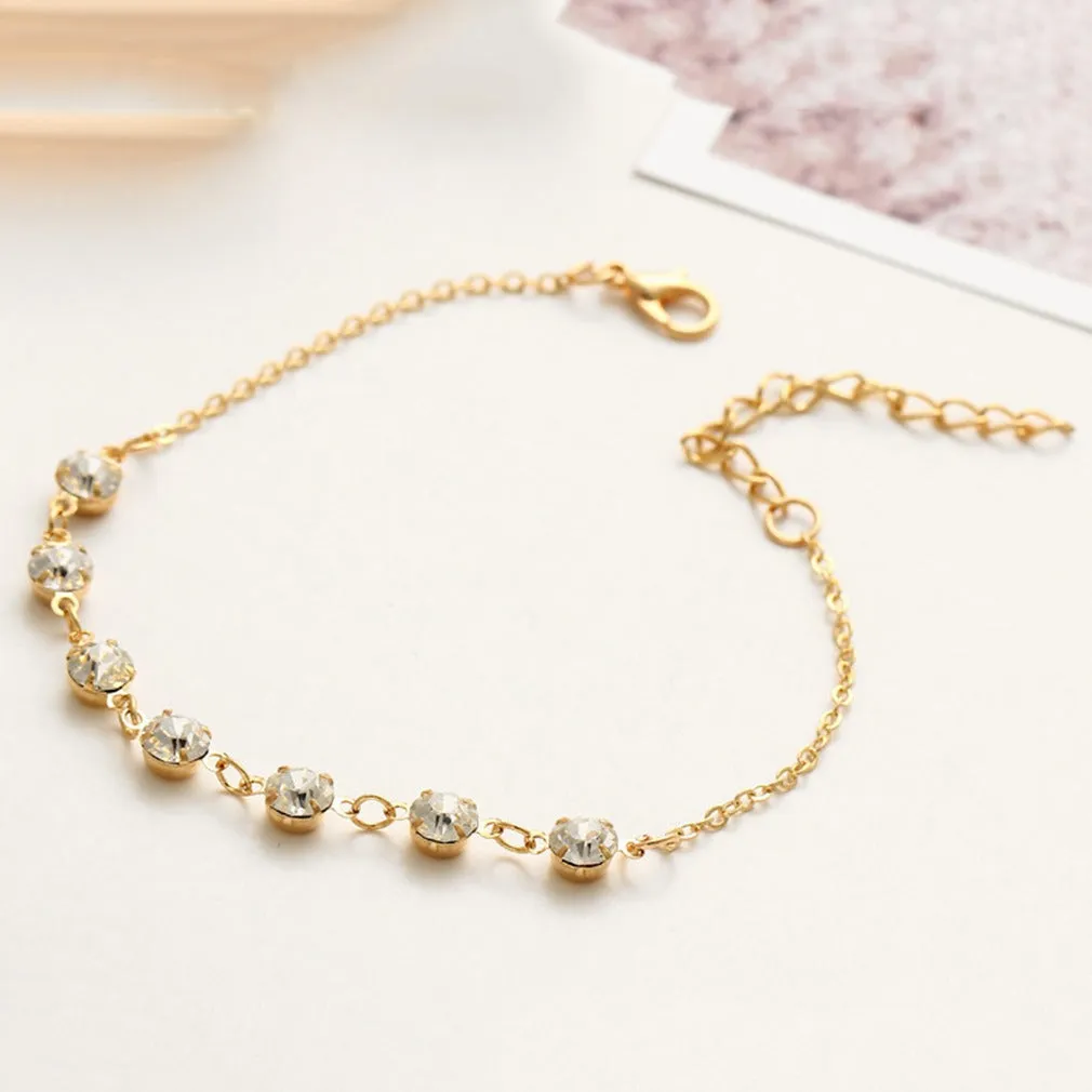 Fashion Alloy Diamond Simple Crystal Anklet