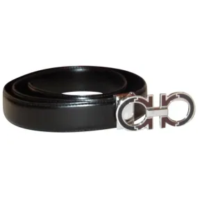 Ferragamo Black/Brown Belt w Chrome Buckle