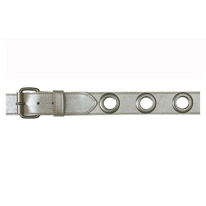 Grommet Belt - Cream wAntique Nickel
