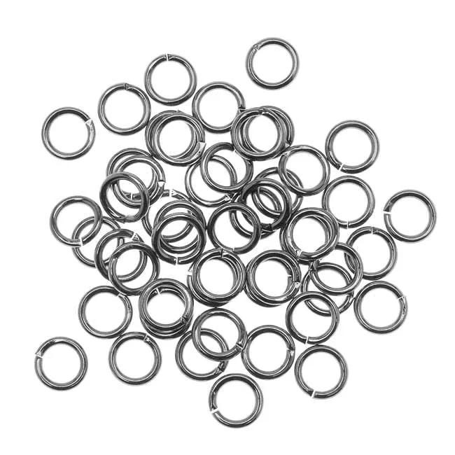 Gun Metal Plated Open Jump Rings 6mm 18 Gauge (50 pcs)