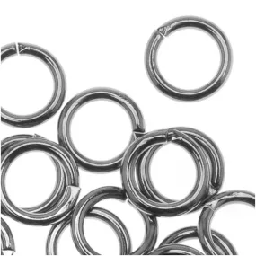 Gun Metal Plated Open Jump Rings 6mm 18 Gauge (50 pcs)